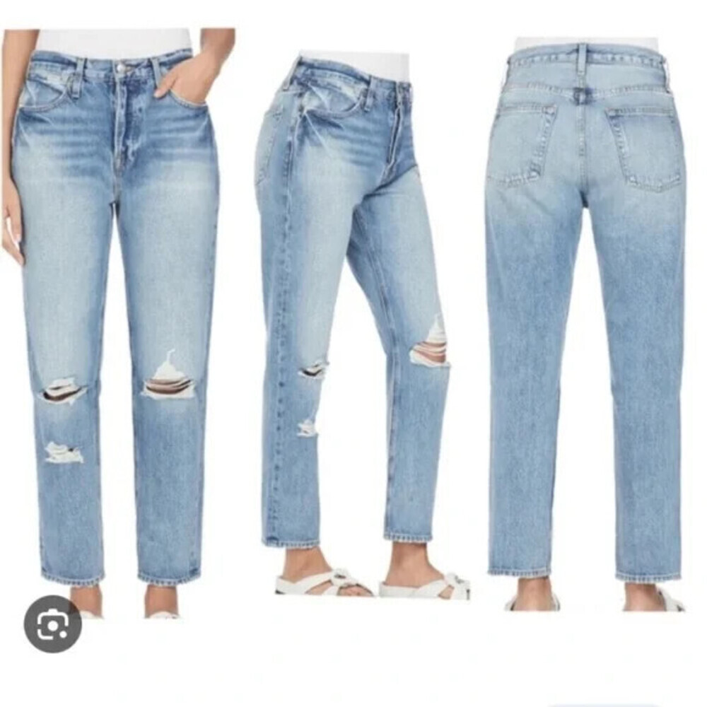 FRAME Le Pegged Jean High Rise Straight Leg Jean Gladys Wash 28 $350